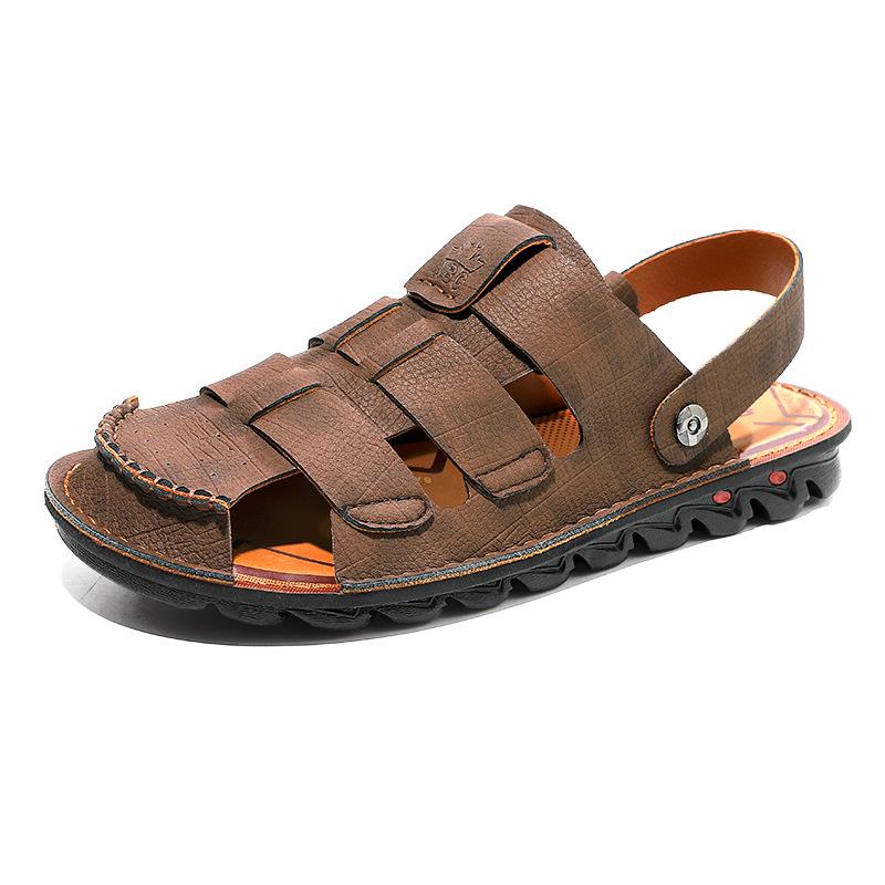 Men s Breathable Cross-Strap Closed-Toe Roman Beach Sandals 46