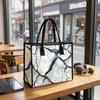 Marble Crack Pattern Tote Bag Casual Stylish Handbag for Daily Shopping Use