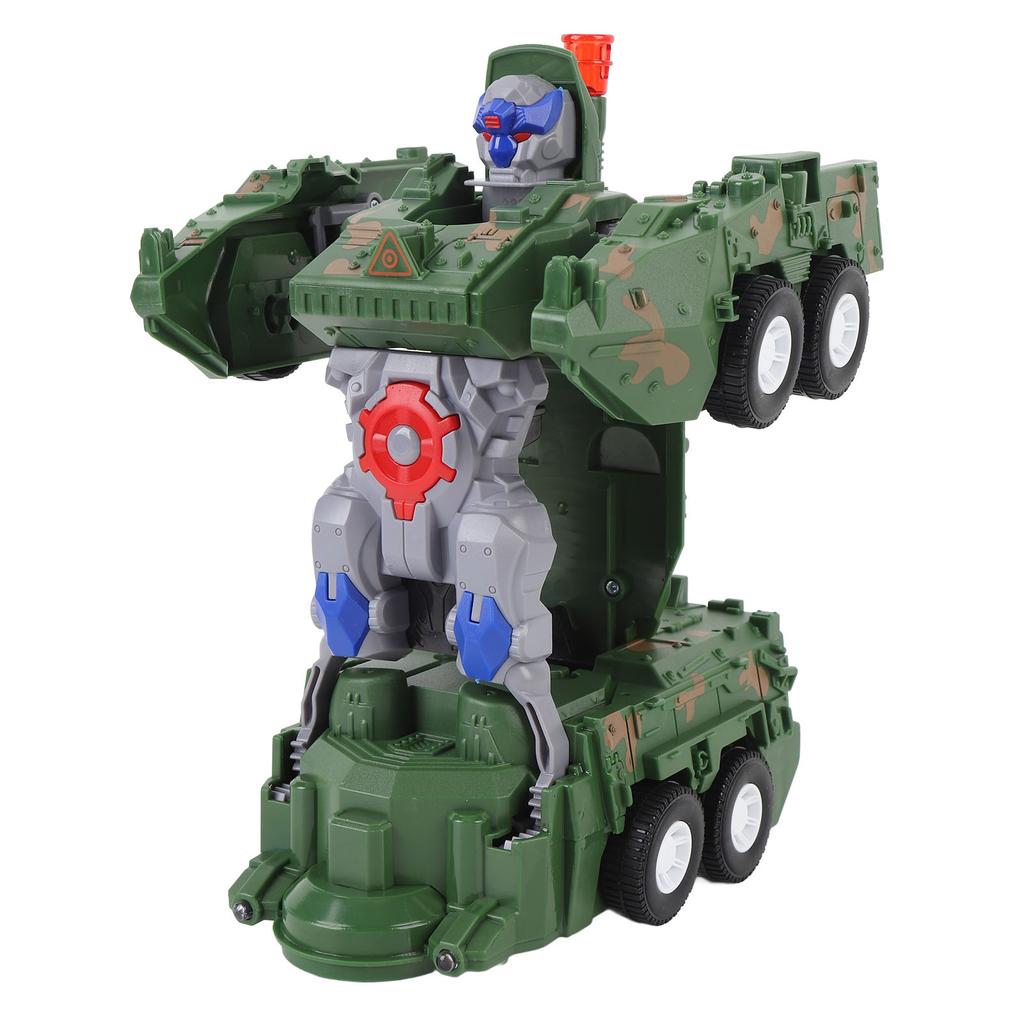 Transforming Tank Toy with Light Sound Rotating One Button Deformation Camouflage Tank Truck Toy
