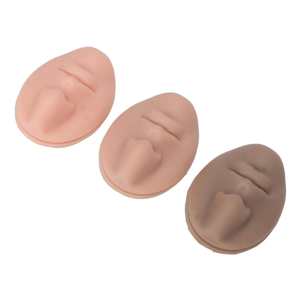 3pcs Silicone Nose Mouth Model Professional Soft Flexible Reusable Simulation Silicone Piercing Model