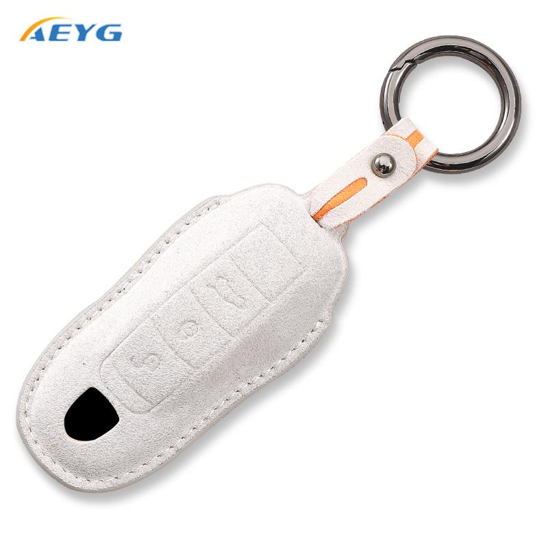 Leather Car Key Case Cover Fob for Porsche Panamera Cayenne Cayman 718 971 911 9YA Macan Boxster Carrera Taycan Accessories
