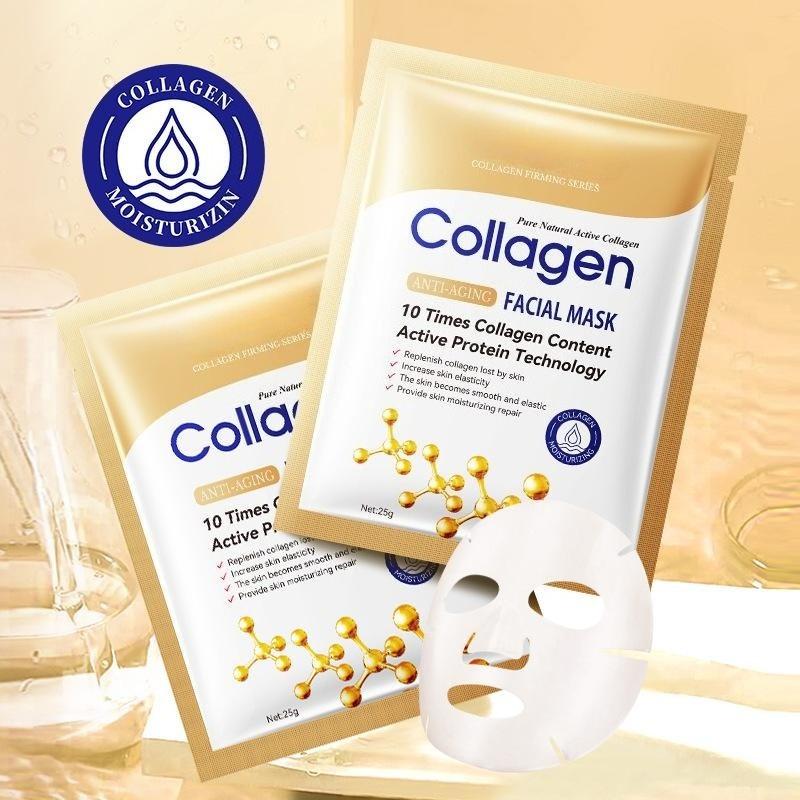 Collagen Face Mask Set with 10x Collagen Content and Active Protein Technology - Deep Moisturizing, Firming, and Anti-Aging Benefits