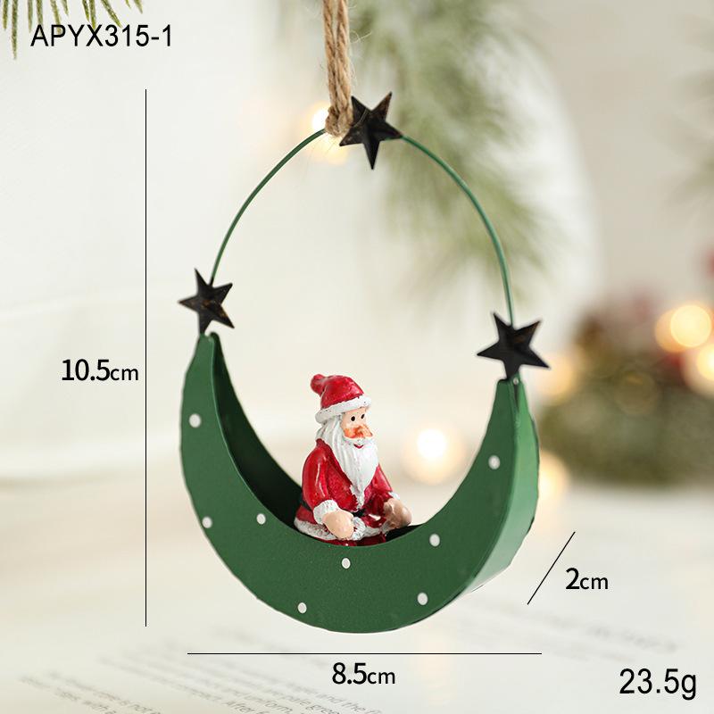 

Christmas Ornament, Santa Claus on Crescent Moon, Holiday Decor, Festive Hanging Decoration, Christmas Tree Accent, Whimsical Santa зелёный