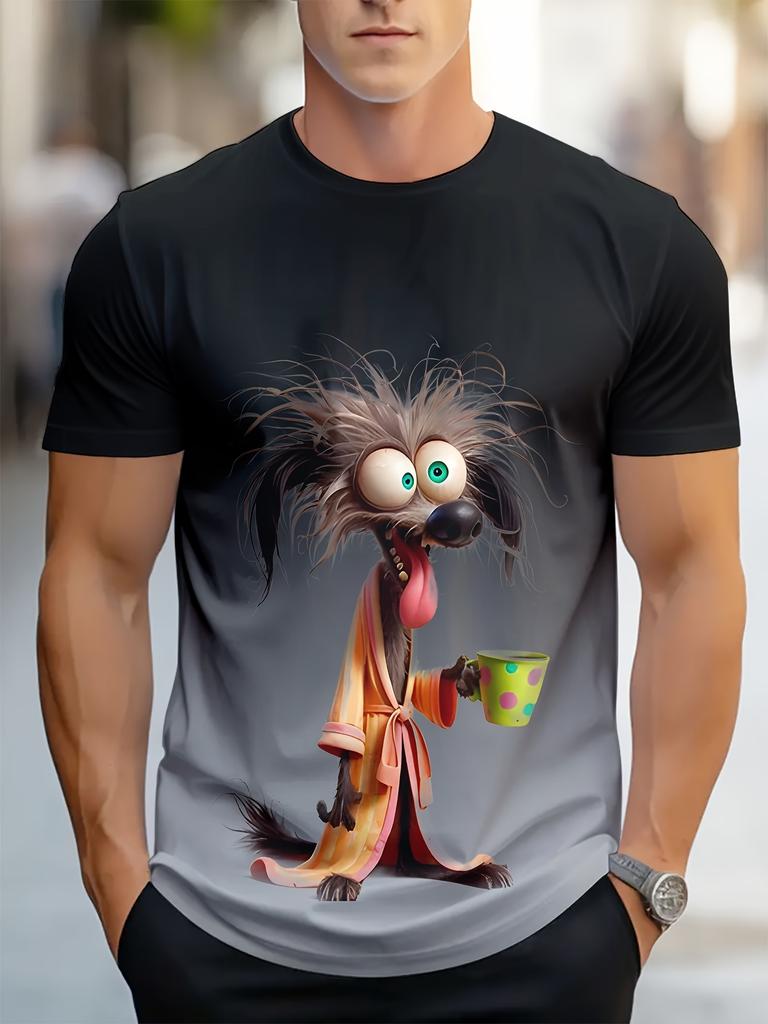 Fashionable and Fun Animal Cat Pattern Men's 3D Printed T-shirt with Oversized Short Sleeved Round Neck Casual Men's and Women's Clothing