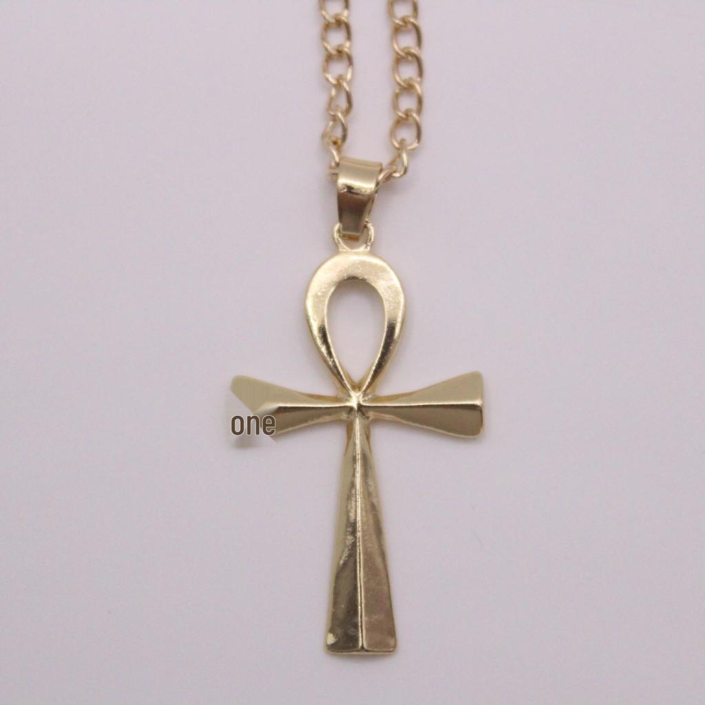 European & American Cross Necklace with Ancient Egyptian Ankh Pendant for Men