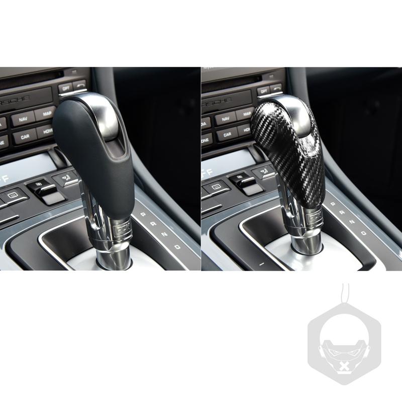 Car Accessorie Carbon Fiber Gear Shift Knob Handle Interior Cover Trim Sticker For Porsche Macan 911 Panamera Boxster Cayman 718