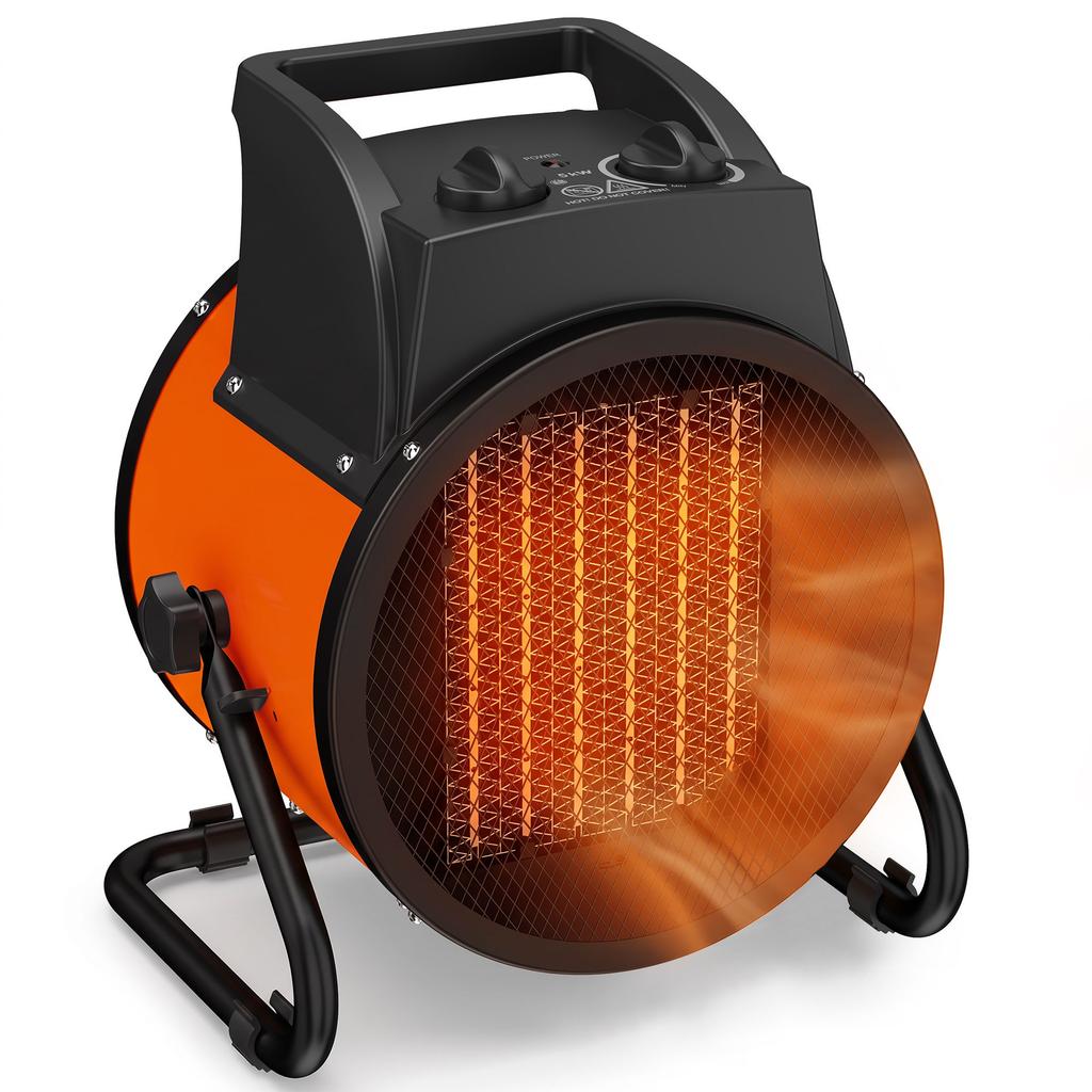 Industrial Fan Heater 5000W with Tilting, Electric Ceramic Space Heater with Adjustable Thermostat, Handle