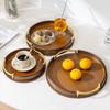 Circular Bamboo Tea Tray with Handle for Home Kitchen, Restaurant, and Bakery Use - Round Plate for Tea Set, Cake,Fruit Display