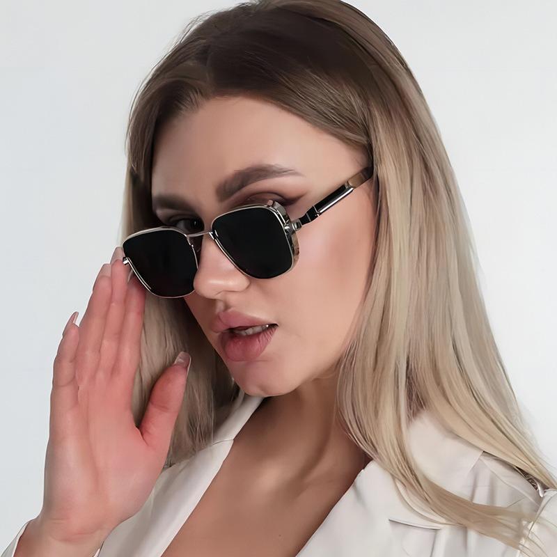 

Non-polarozed Retro Cool Steampunk Square Metal Frame Glasses with Spring Temples for Men Women Party Vacation Travel Driving Fishing