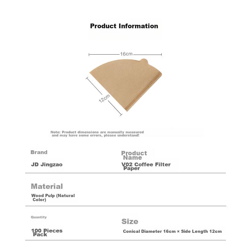 V60-02 Coffee Filter Paper, Pour-Over Fan-Shaped Funnel Original Color Filter Paper for 1-4 Servings Large Size [100 Pieces]