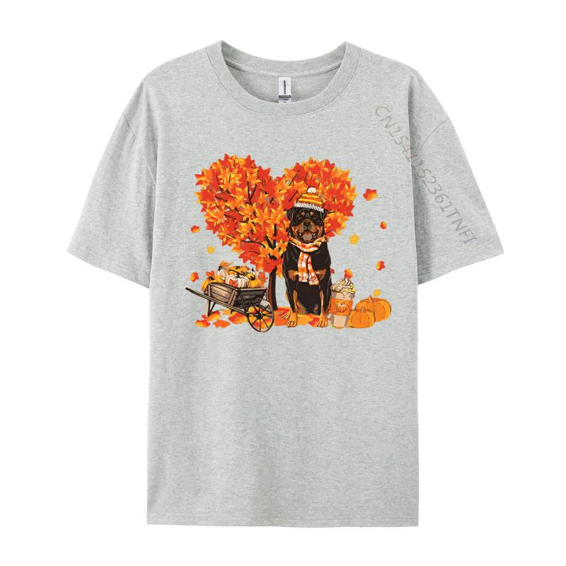 Rottweiler Rottie Autumn Tree Fall Tshirt Unisex Printed Tshirts Gifts Tees Shirt Male Cotton Clothing