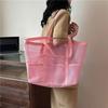 Bolsa de playa de malla portátil para mujer, bolsa de almacenamiento de maquillaje para viajes, bolsa de baño de verano, organizador, bolsa de compras