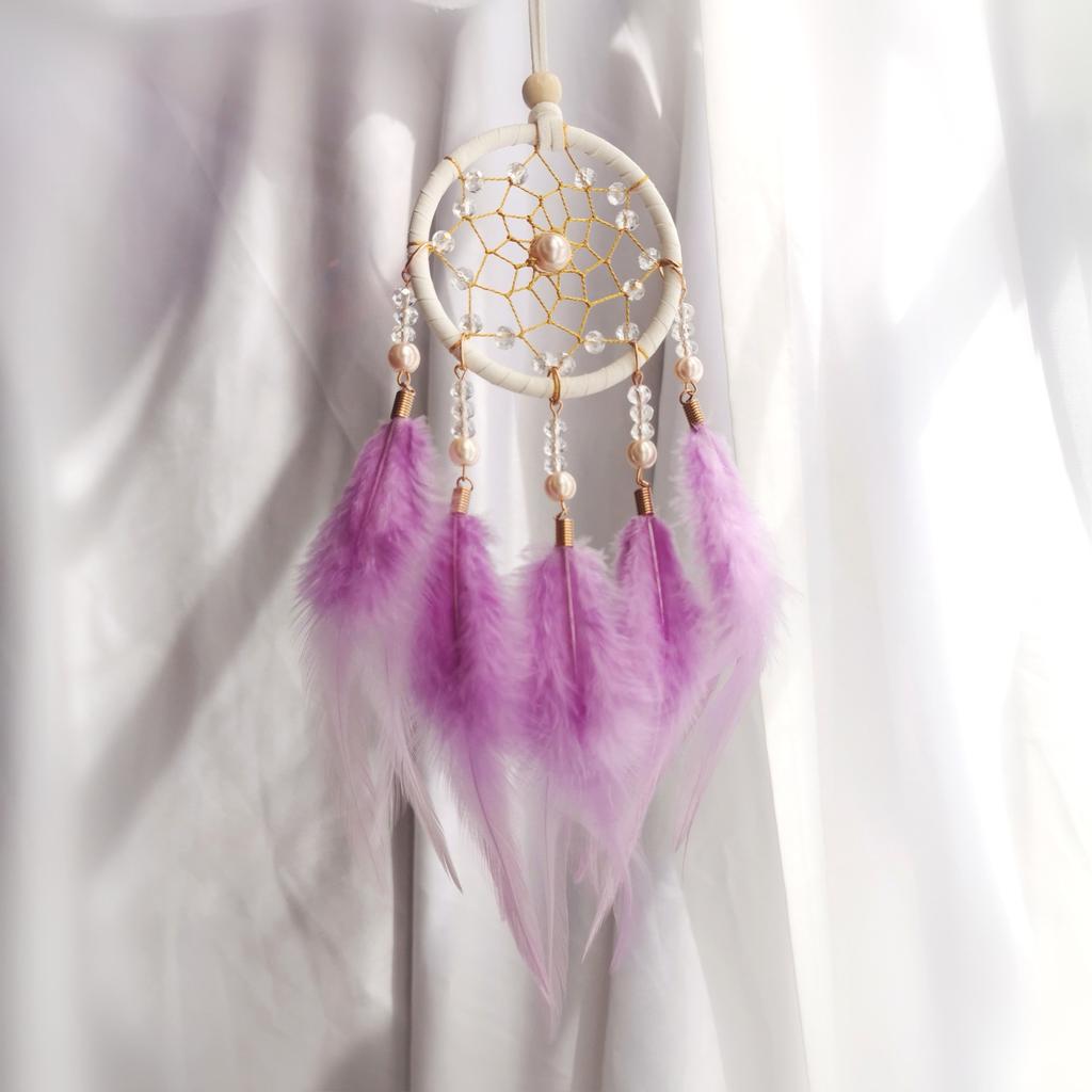 Car Pendant Dream Catcher Mori Feather Wind Chimes Creative Decor Qixi Festival Birthday Gift for Girl Heart Home Decoration