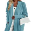 Women's Plus Size Knit Cardigan with Pockets, Relaxed Shawl Style Long Sweater Jacket