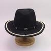 European and American Woolen Hat Ethnic Style Jazz Hat Pearl Accessories Retro Black Denim Top Hat