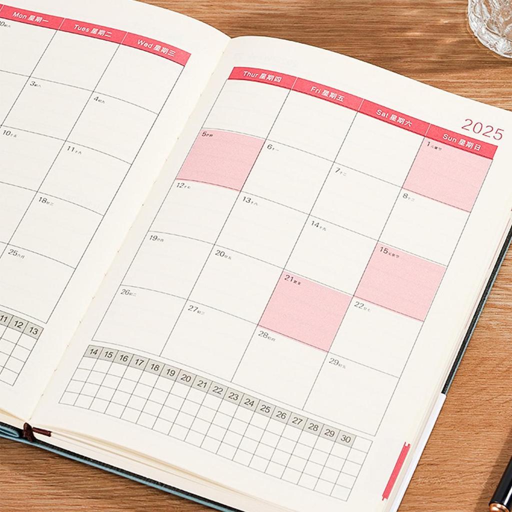 A6/A5/B5 Leather 2025 Business Schedule, Student Daily Planner, 365-day Record Book, Notepad, Memo, 176 Sheets, 352 Pages