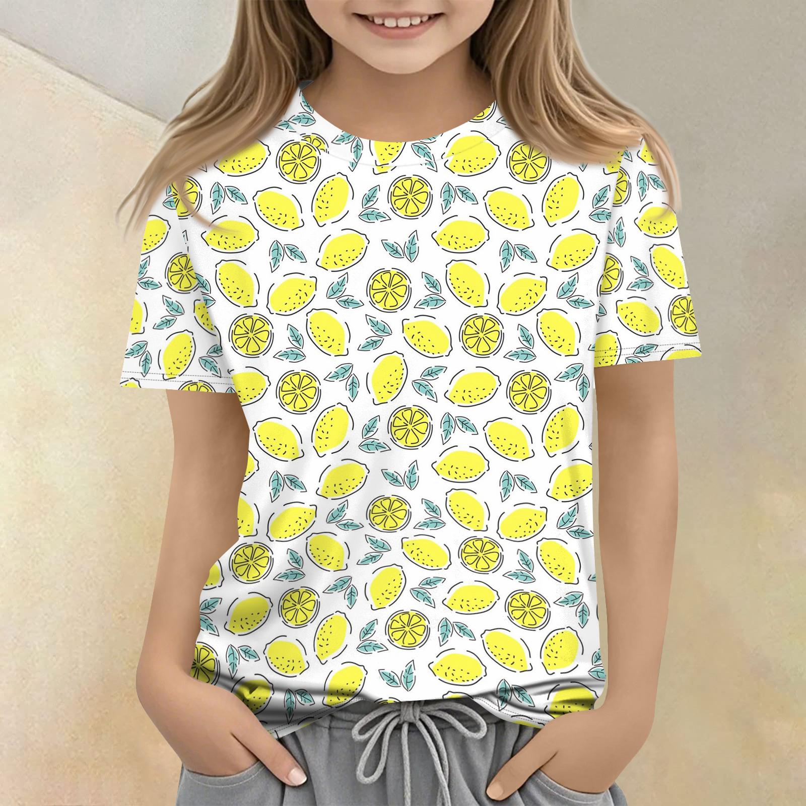 

Children s Printed Round Neck Short Sleeved Casual T-shirt 160 жовтий