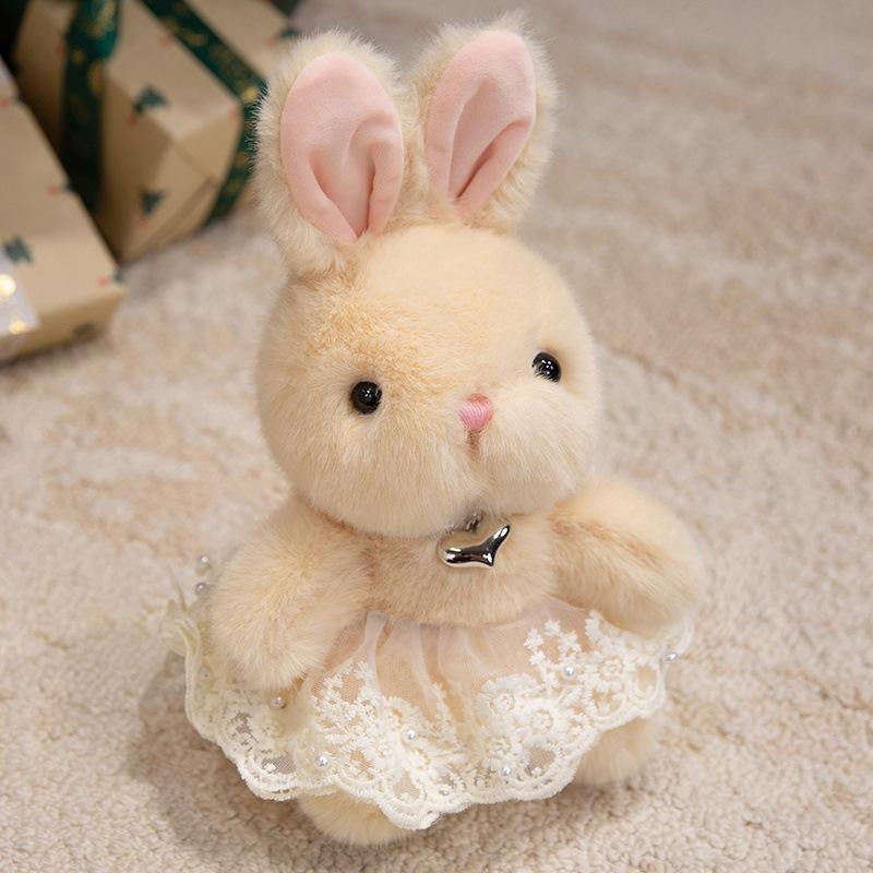 Cute Sitting Position Little Rabbit Plush Toy Floral Skirt Rabbit Doll Grab Machine Doll Girl Birthday Gift