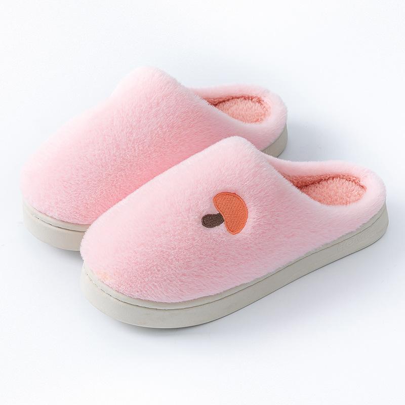 Cotton Slippers Women's Autumn and Winter Indoor Home Non-slip Thick Bottom Couple Style Velvet Warm Color Striped Cotton Drag Men