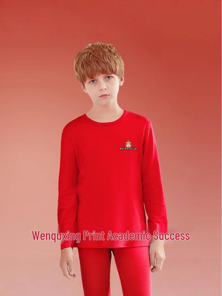 Children's 2026 Zodiac Red Cotton Long Johns Set - Boys & Girls Warm Autumn Underwear