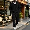Completo con felpa con cappuccio e zip a contrasto e pantaloni della tuta con coulisse da uomo