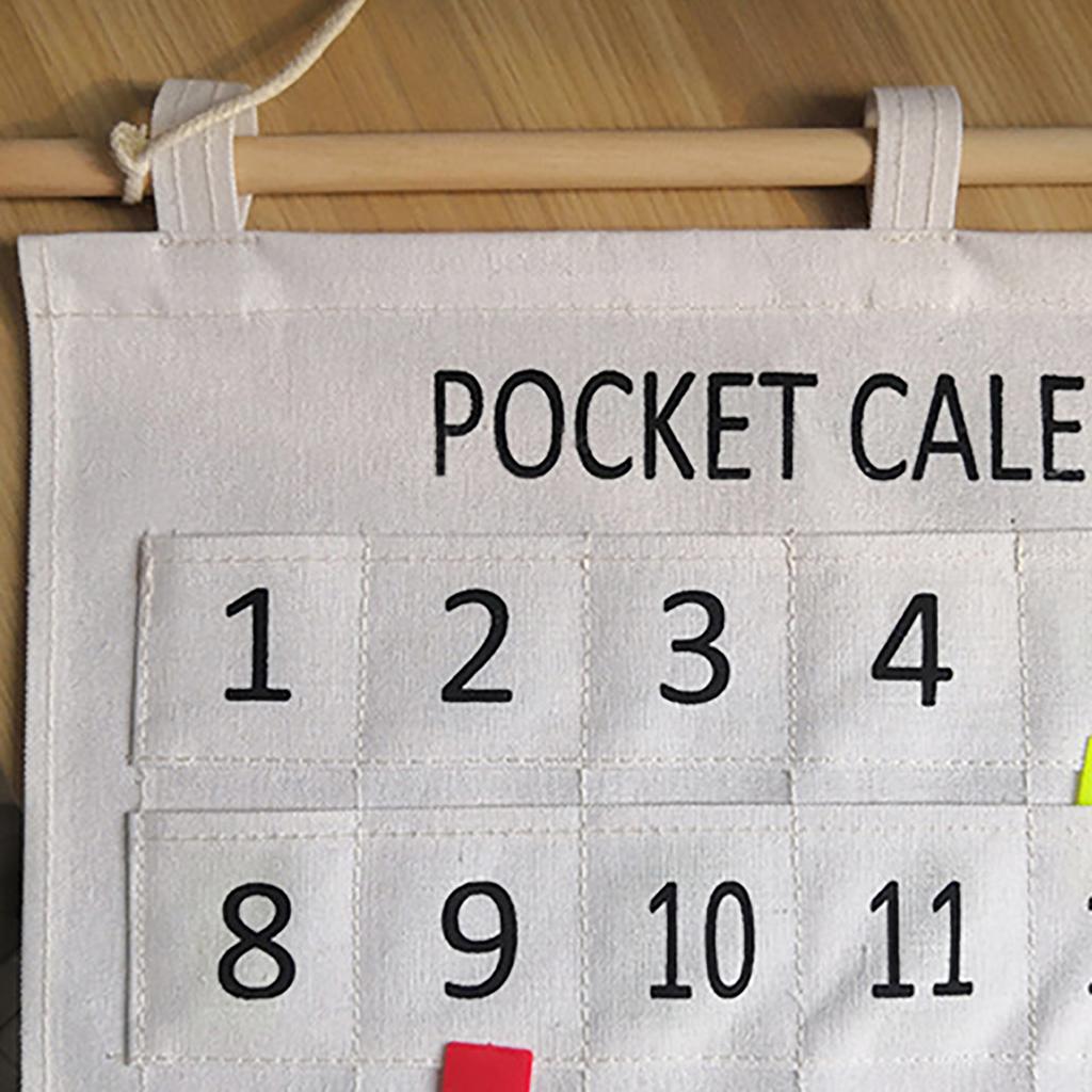 Numbered Calendar Pocket Chart Cotton and Linen Morning Check Classroom Pocket Chart Calendar Wall