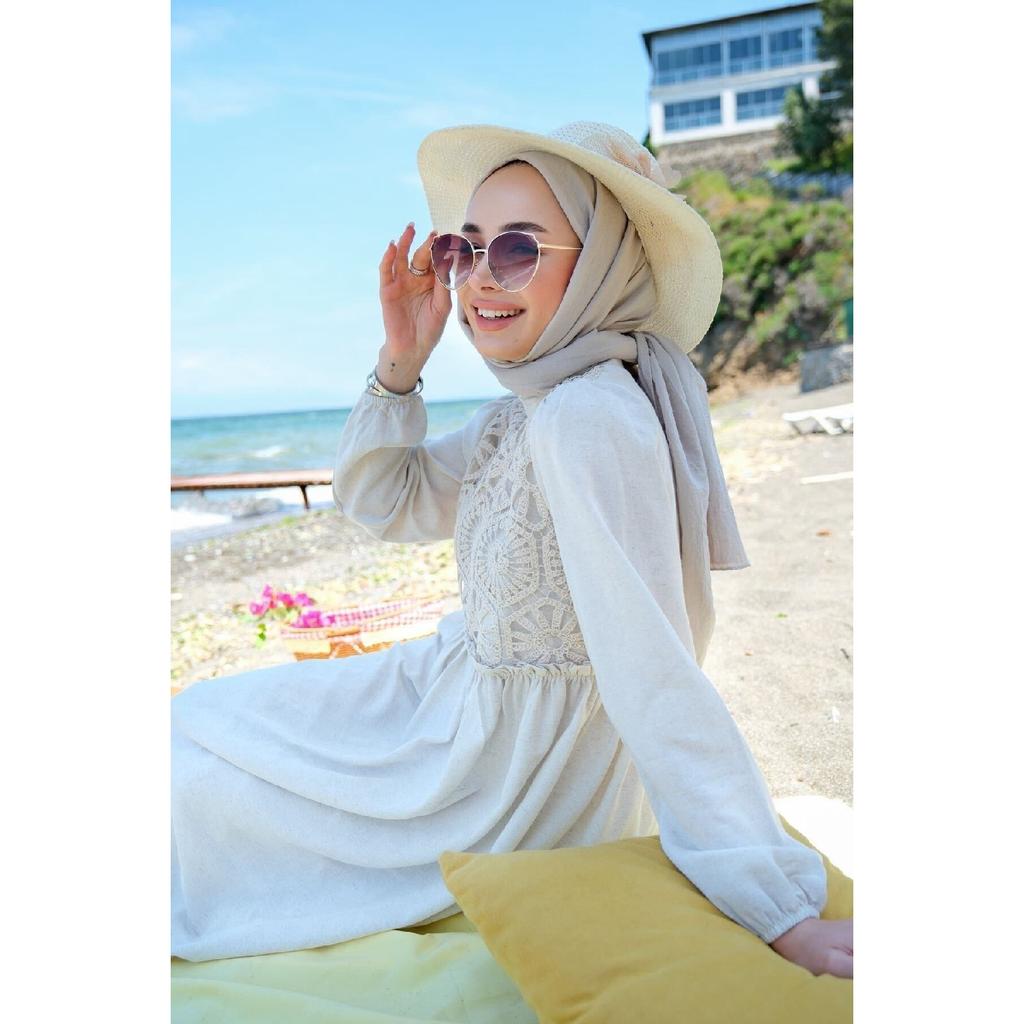 Dámský hidžáb šaty s krajkou vepředu s podšívkou