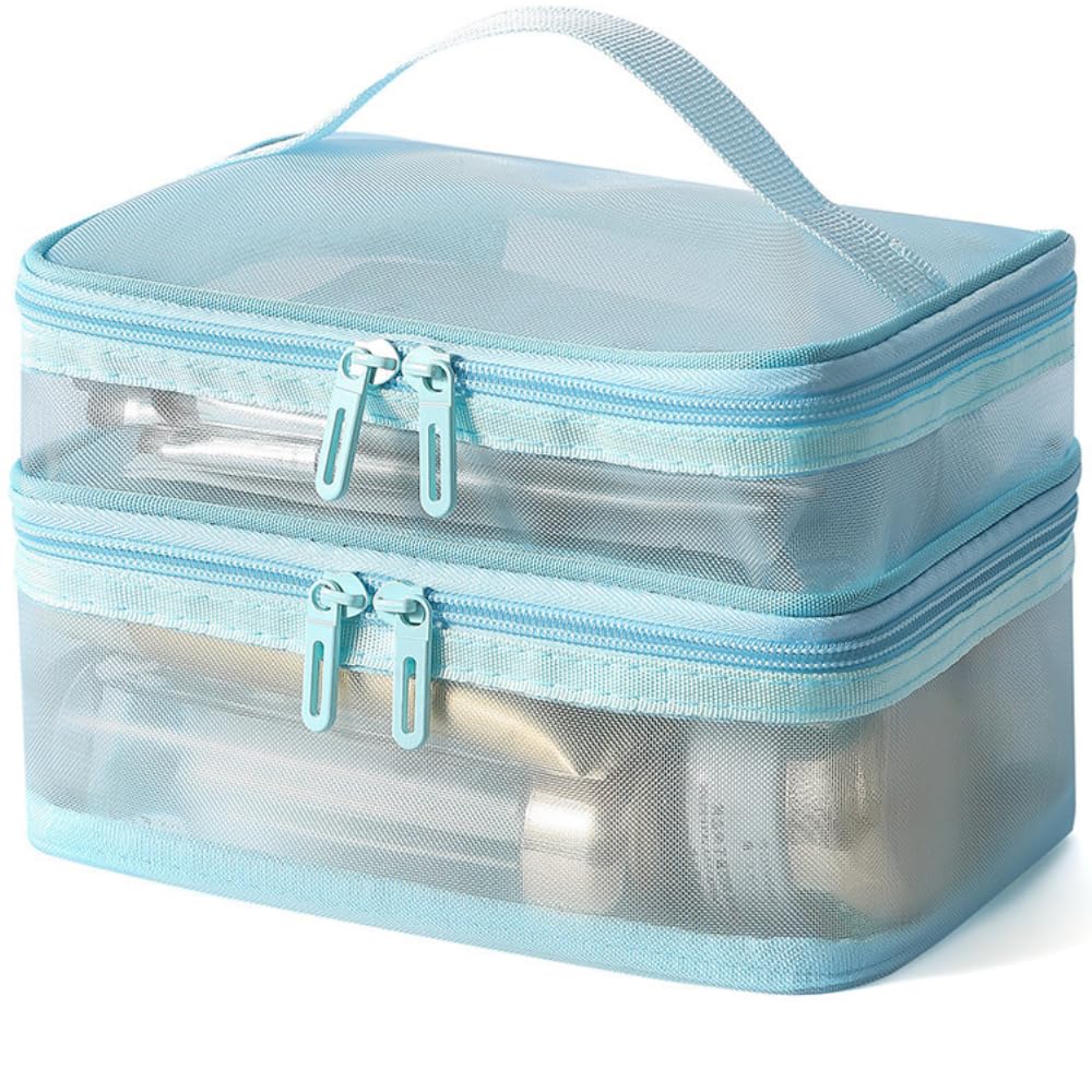 

ARESACHI Косметичка для макияжа, большая вместимость, косметичка, косметичка, коробка, (Светло-синий) светло-синий