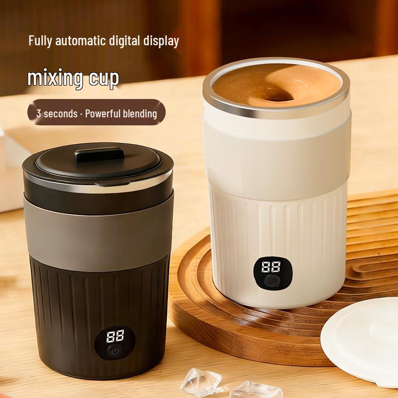 Smart Rechargeable Electric Stirring Cup with Digital Display – Automatic Soy Milk & Coffee Mixer