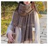 Plaid Knit Scarf Women Winter Warm Shawl Wrap Student Style Chic Ins Trendy Thick Neck Warmer