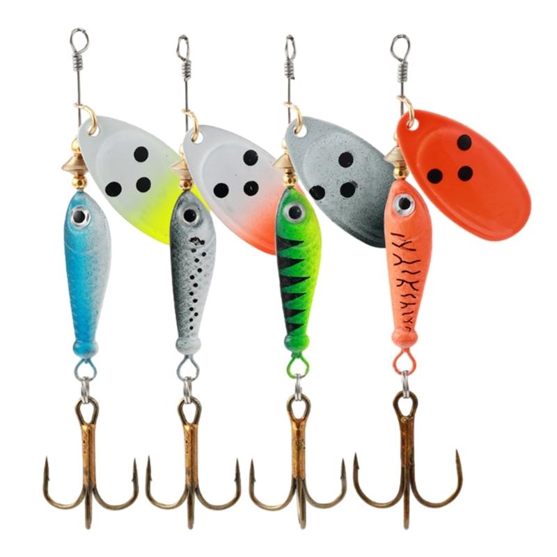 Spinner Fishing Lures with Triple Hooks Sequins Artificial Baits Hard Metal Spinner Baits for Freshwater Saltwater