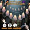 Halloween Ghost Decor - 10 LED Battery Operated Halloween Decorations Lights, 8 Modes Light Up Ghost Garland, LED String Lights Indoor Outdoor for