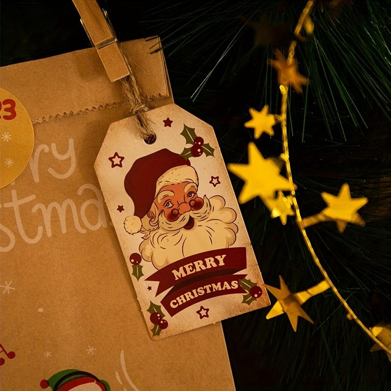 50Pcs/100pcs Christmas Retro Creative Santa Tag, Christmas Gift Message Card, Christmas Tree Decoration Card
