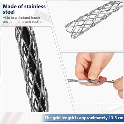 4PCS Cable Puller Wire Grip Stainless Steel Metal Cable Rod Pulling Socks Mesh Puller Antislip Pipe Conduit Pull Net Cover