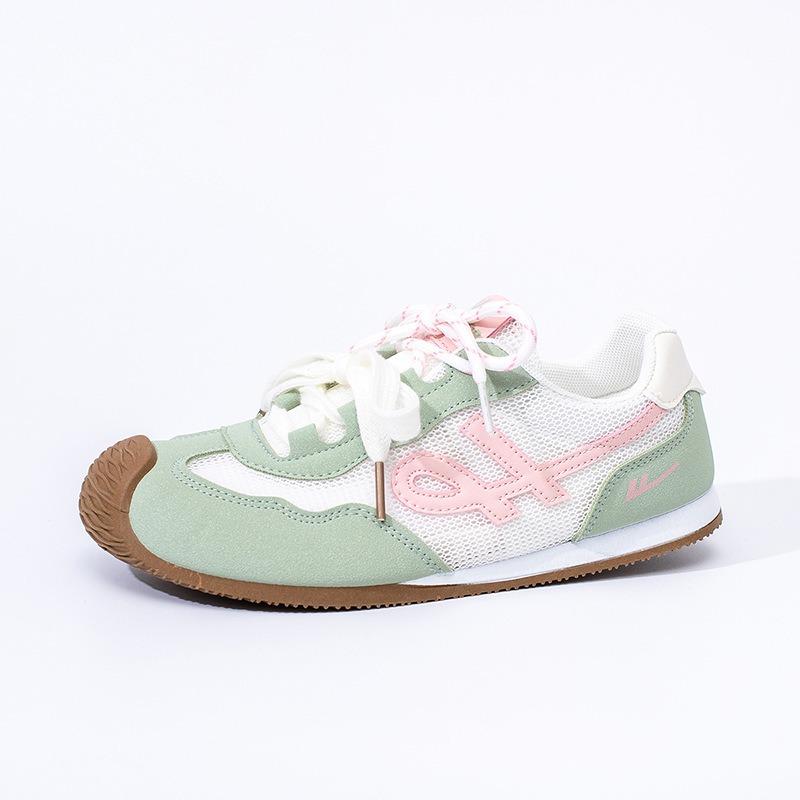 Mint green single mesh breathable and lightweight summer new single shoes women's pairs lace-up student shoes