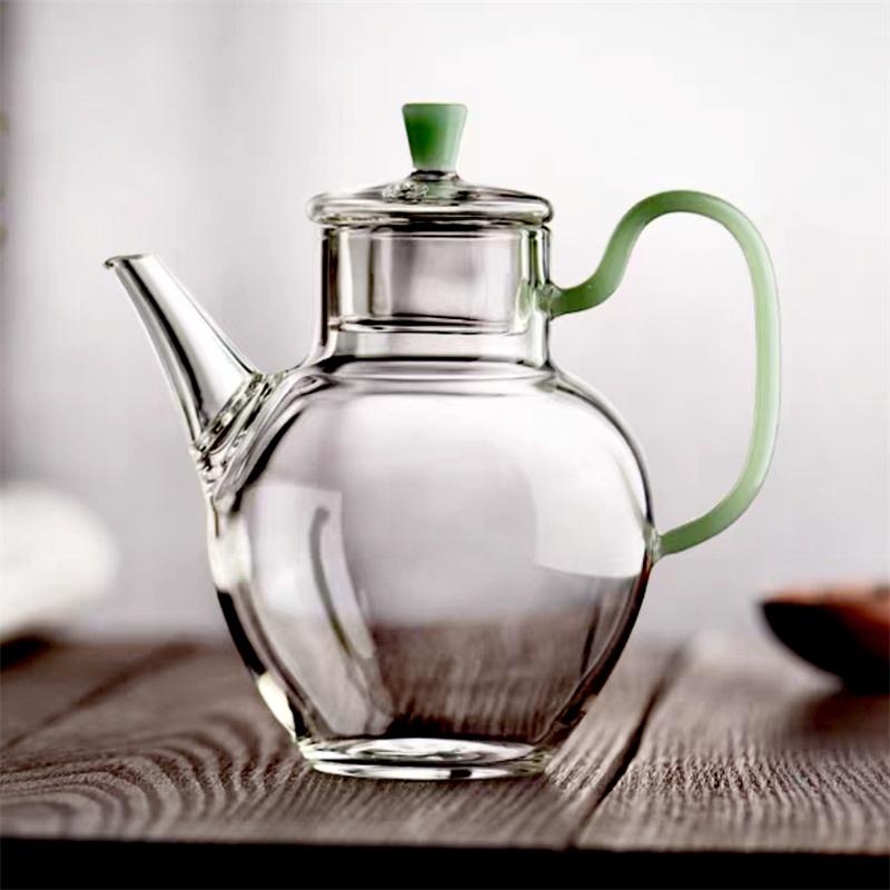 210ml High Borosilicate Small Glass Teapot Heat Resistance Tea Kettle Teaware Fruit Flower Kung Fu Tea Set Tea Brewing Tea Set