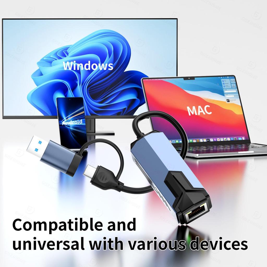 USB/Type-C 5G Ethernet Network Adapter for Computers/Tablets