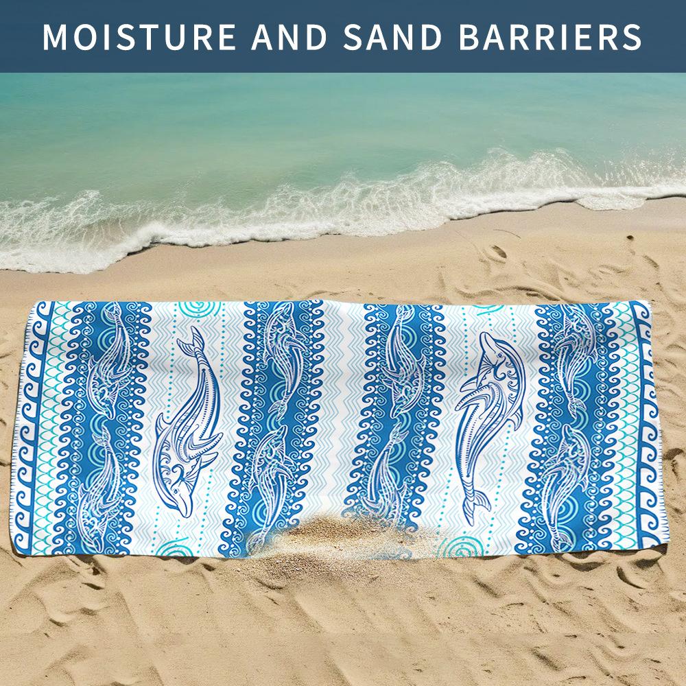 

New, double-sided velvet beach towel quick-drying sports towel printed bath towel [Spot sale]