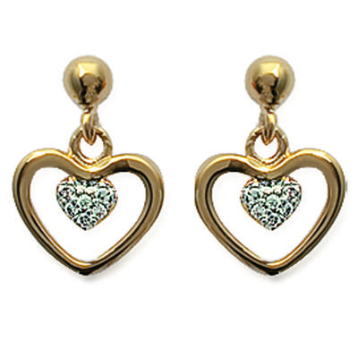 [G7835] - Gold Plated 'Love' Earrings - 14x10 Mm