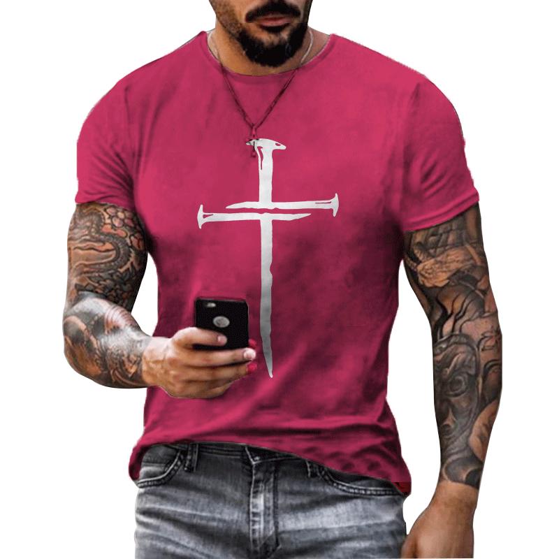 Jesus Christ Cross 3d Printed T-shirt Men's T Shirt Classic Design Casual Short-sleeved Oversized Street Fashion Loose Tees Tops