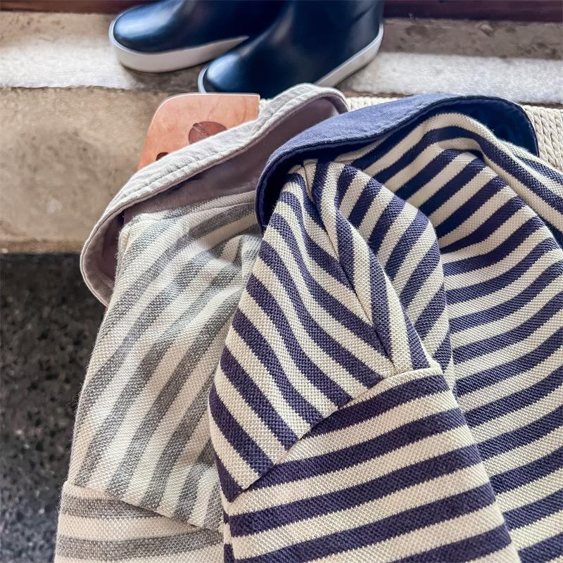 Deer Jonmi Autumn Korean Style Baby Boys Striped Shirts Long Sleeve Casual Toddlers Kids Pullovers Tops Children Clothes
