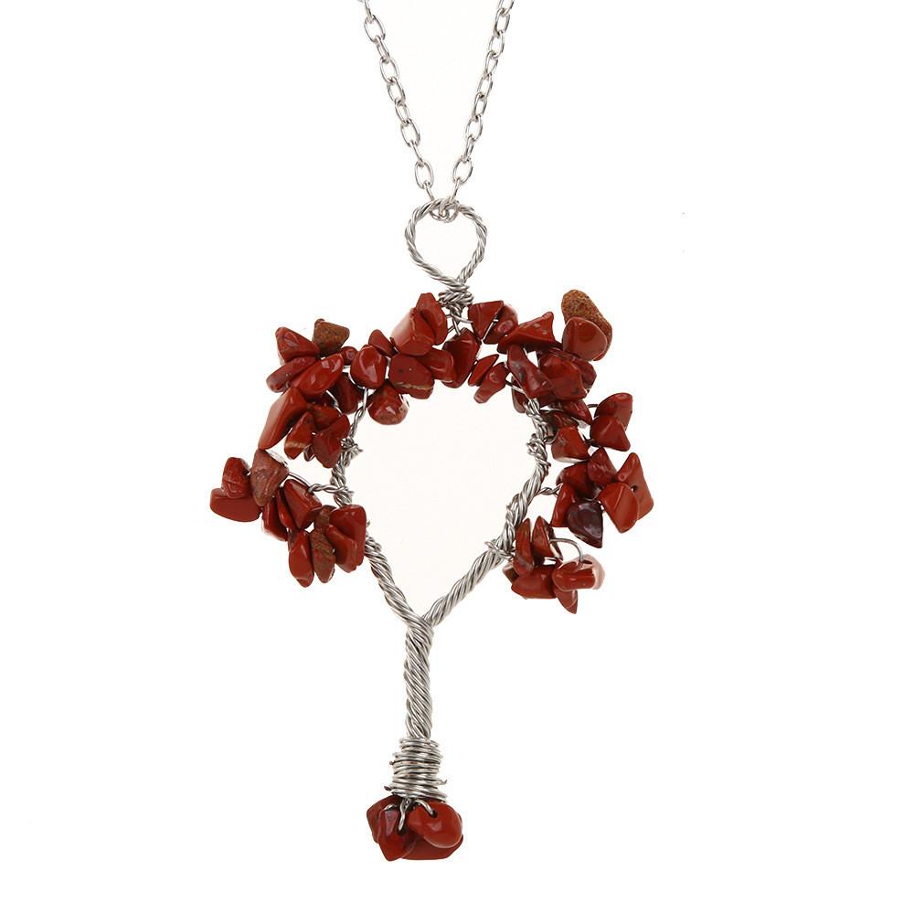 Tree Shape Design Pendant Necklace With Copper Wire Wrap For Women