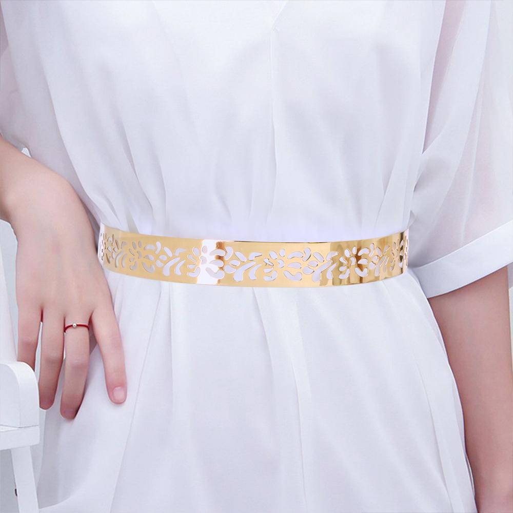 Gift Waist Ornament Mirror Waistband Wide Waist Belt Gold Silver Color Sequined Metal Wide Belt