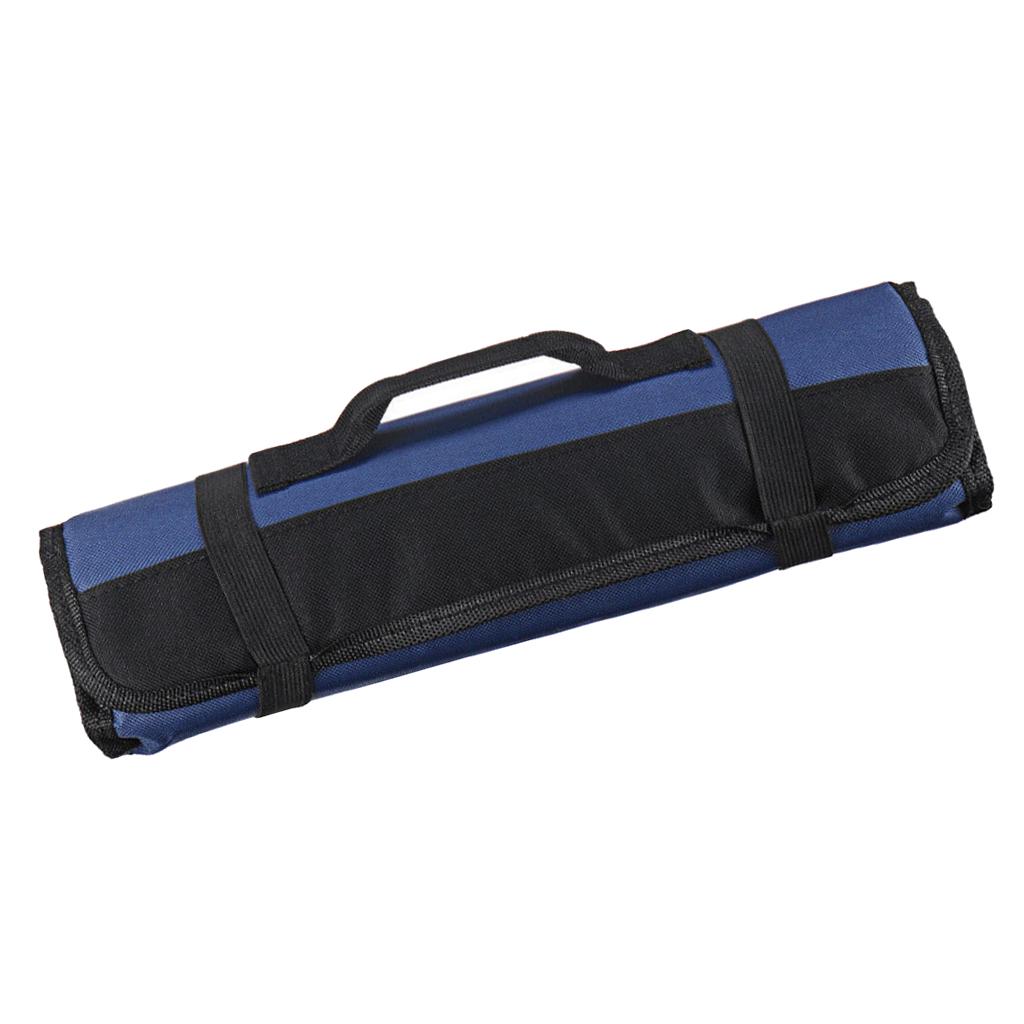 22 Pocket Chef Roll Bag Cutter Carry Storage Pouch Organizer Mėlyna