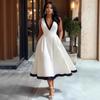 Elegant Color Block High-Waisted Women's Banquet Dress