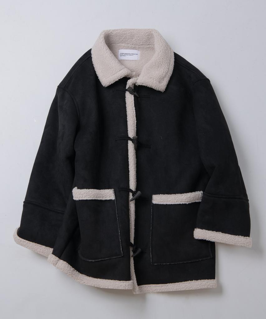 Place Studio Suede Oversized Flap Pocket Duffle Coat Jacket [Brown]