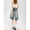 Women Casual Shorts Baggy Streetwear Knee Length Denim Short Pants Summer Fashion Daily Wide Leg Short Jeans