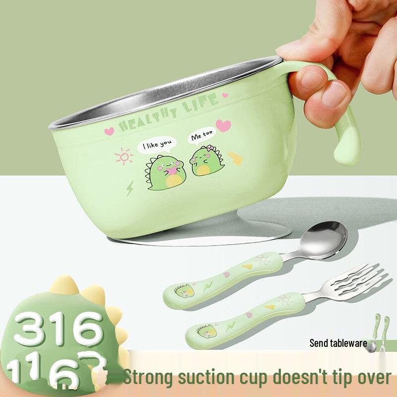 Wutuo Baby Anti-Scald 304 Stainless Steel Feeding Bowl Set