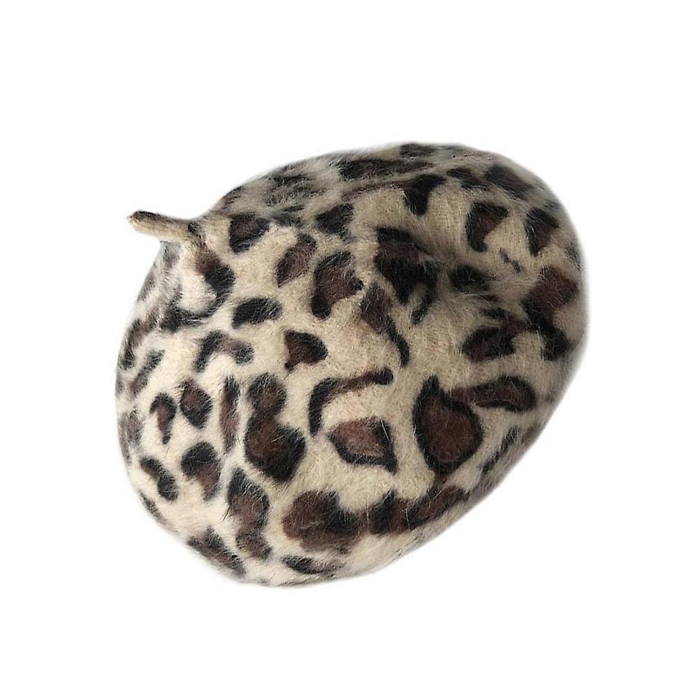 Ladies Beret Hats Leopard Sun Protection 25x25cm 1Pcs