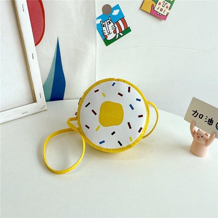 

Donut Design Cartoon Children Crossbody Bag With Adorable Letter Image Daily Use жёлтый